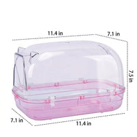 Transparent Hamster Sand Bath with Swinging Door, Large Acrylic Hamster Bath for Chinchillas, 29x18cm Sand-resistant Small Animal Bathtub Container