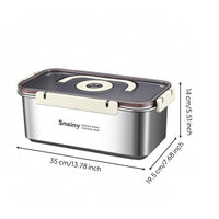 Transparent Lid Stainless Steel Lunch Box Silicone Seal Rectangular Food Box Locking Buckles Sealed Steel Container Foldable Handle for Picnic, Camping, Outdoor, Home
