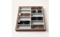 Wooden Eyeglasses Display Tray Walnut Eyeglass Storage Organizer Tray Divided Sunglass Organizer Open-Top for Collectors, Retailers, Home Organization