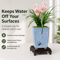 Transparent Square Plant Trays, 4cm High Plant Pot Saucers, Potting Tray for Indoor Gardening, Succulents Water Reservoir
