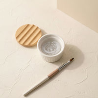 Ceramic Brush Washer with Steel Mesh Ribbed Brush Cleaning Cup with Lid Space-Saving for Painting