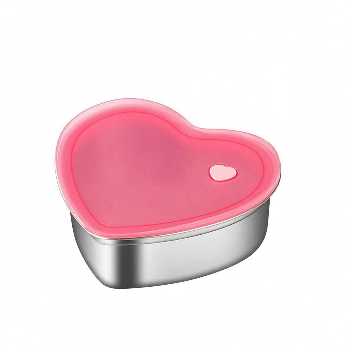 Pink Lid Heart-Shaped Container Leak-Resistant Stainless Steel Container Silicone Seal Stainless Steel Condiment Cup Vent Button