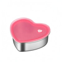 Pink Lid Heart-Shaped Container Leak-Resistant Stainless Steel Container Silicone Seal Stainless Steel Condiment Cup Vent Button