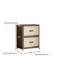 Installation-Tool-Less Foldable Storage Cabinet Large Capacity Multi-Layer Plastic Wardrobe Quick Assembly Stackable Organizer with Doors Heavy-Duty for Children, Students, Bedroom, Living Room