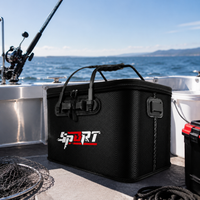 50cm Collapsible Bucket, EVA Folding Fishing Bucket with Shoulder Strap, Portable Water Bucket for Groundbait & Live Fish Transport