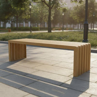 Aluminum Lumber Grain Bench Weatherproof Backless Slatted Bench Heavy Duty Long Entryway Seat for Garden, Patio, Commercial