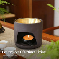 Candle-Powered Oil Warmer Tealight-Powered Scent Aroma Warmer Detachable Bowl Removable Dish for Spa, Bedroom, Office