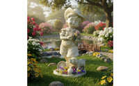 Resin Child Statue Cute Design Garden Ornament for Gardeners, Outdoor, Patio