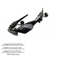 Built-in Voice Receiver Bluetooth Headset Glasses Side Buttons Bluetooth Sunglasses Tinted Lenses Smart Shades Curved-Frame