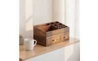 Makeup Organizer with Drawers Walnut Wooden Drawer Cabinet Double-Layer Desktop Organizer for Women, Vanity, Dressing Table, Bedroom Dresser