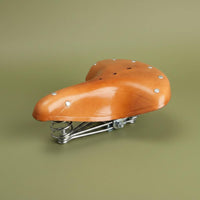 Metal Springs Vintage Leather Bike Saddle Orange Finish Sprung Cycle Saddle Raised Tapered Nose Retro Cycle Seat Shock Absorption