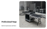 Lockable Casters Portable Audio Rack Case with Table Heavy-Duty Construction Rolling Mixer Stand Workstation Universal Design DJ Equipment Road Case for DJs, Sound Engineers, Musicians, Stage, Live Events, Touring