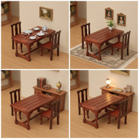 3 Pieces Dollhouse Tea Table with Chairs Traditional Style Dollhouse Table and Chairs Elegant Evocative Mini Tea Party Set for Collectors