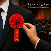 Commendation Brooch for Students and Veterans - Silk Fabric Glory Flower