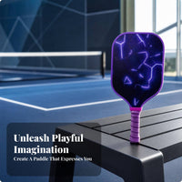 Wrapped Handle Fiberglass Pickleball Paddle Cracked Electric Pattern Purple Pickleball Paddle