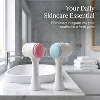 Double Sided Facial Cleansing Brush, Manual Face Cleaning for Women, Exfoliating for Makeup Removal, Non Electric Exfoliation, 1