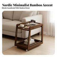Easy Mobility Sofa Side Cart Vintage Design Wheeled End Table Space Saving Movable End Table Versatile for Office Workers, Homeowners, Living Room, Bedroom, Small Areas, Bathroom