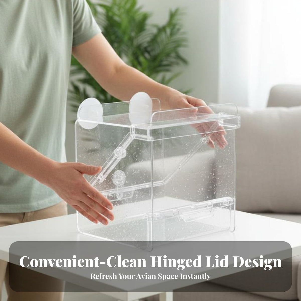 Enclosed Parrot Shower Water-Containment Clear Parrot Bath House No-Leakage Design Enclosed Bird Bathing Enclosure