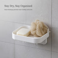 Wall-Mounted Punch-Free Bathroom Organizer with Toothbrush Holder and Liquid Soap Dispenser