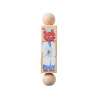 Early Learning Rotating Creature Block Game Hand-Eye Coordination Wooden Rotating Rattle Educational Creature Rotate Blocks Easy to Hold for Babies, Toddlers, Nursery, Preschool