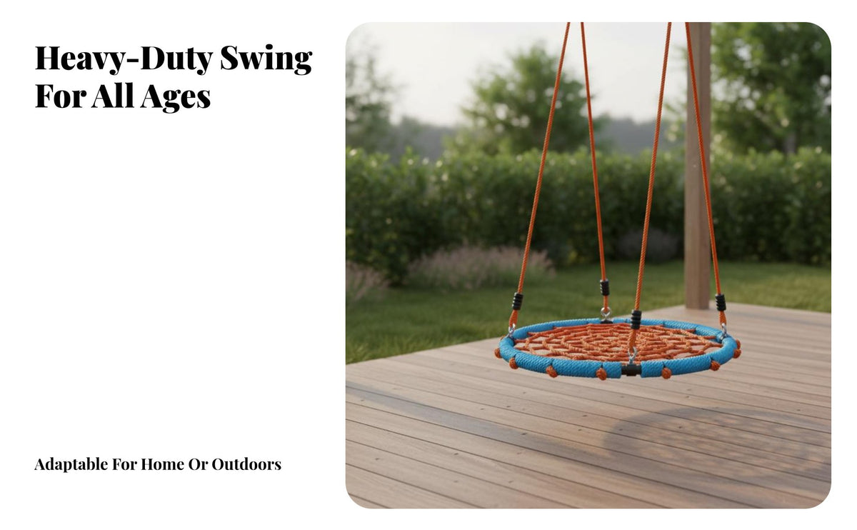 Heavy Duty Round Nest Swing Weather Resistant Round Net Swing Adjustable Ropes Easy to Install for Children, Families, Family, Backyard, Garden, Playground, Indoor