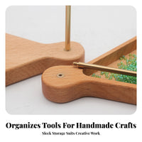 Tray with Metal Rod Fan-Shaped Tray Round Handle Hole Raised Edges