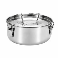Universal Steaming Pot with Locking Clasps Slimline Stainless Steel Steamer Insert Compact Steamer Basket with Lid Dishwasher Safe for Stockpot