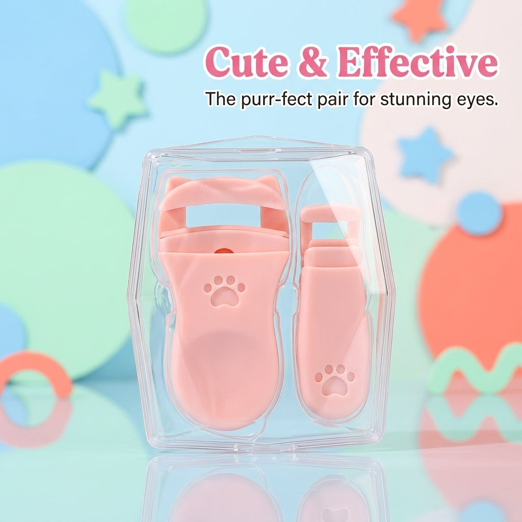 Eyelash Curler Set for Travel and Daily Makeup, Compact Lightweight Lash for Young Adults, Mini Clip, Professional