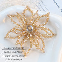 Intricate Design Crystal Flower Embellishment Korean Design Beaded Snowflake Applique Handmade Sew-on Crystal Flower Elegant for Jewelry Makers, Clothing Decoration, Hair Accessories