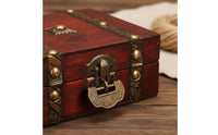 Vintage Wooden Box Decorative Distressed Wood Storage Case Antique Design Treasure Chest Multipurpose Small Trinket Box