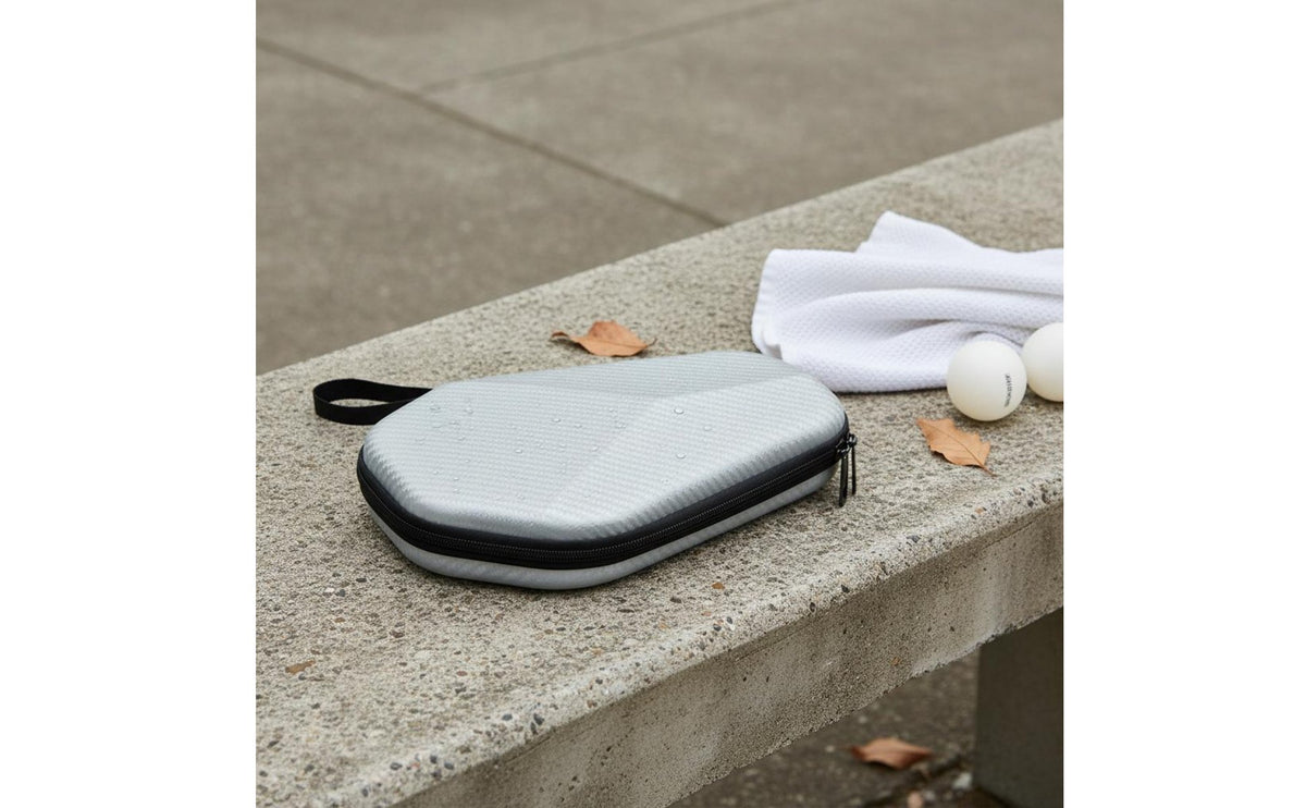 Large Capacity EVA Racket Storage Case Portable Hard Shell Table Tennis Case Internal Mesh Pocket Table Tennis Pong Paddle Bag Convenient Wrist Strap for Travel