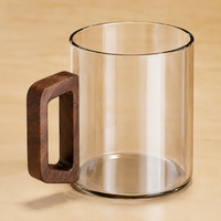 Mug Tree Holder, Stainless Steel Cup Drying Rack with Wooden Base, Walnut Colour Anti Rust Space Saving Countertop Organiser