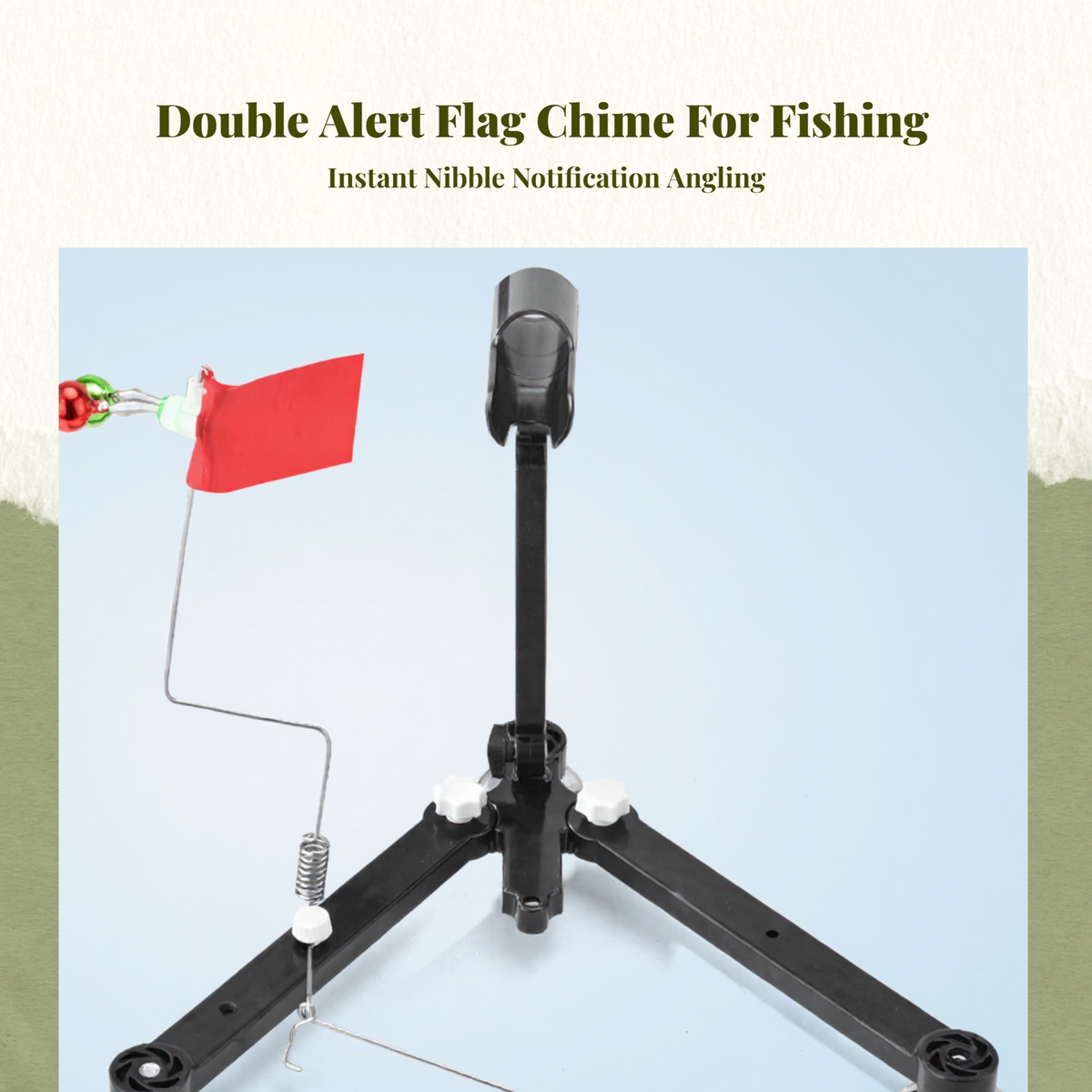 Ice Fishing Rod Holder Foldable Tripod Adjustable Alarm Flag
