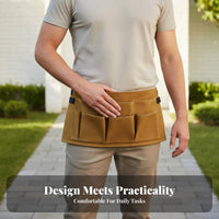 Waxed Canvas Tool Belt Wear-Resistant Waist Tool Belt Heavy Duty Multiple-Utility Pouch for Carpenters, Construction Site, Workshop