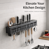 Cabinet and Chopstick Holder for Wall Mounted or Countertop Use, Space Aluminum Kitchen Utensil Organizer for Home Cook
