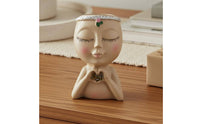 Girl Figurine Pen Holder Multi-Functional Head Planter Pot Decorative Cute Face Flower Pot for Girls, Office, Desk