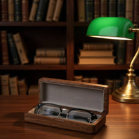 Wooden Eyeglass Case Secure Walnut Glasses Case Lightweight for Travel, Car