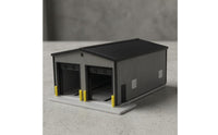 Flat Roof 1:64 Scale Garage Model Vehicle Openings Corrugated Garage Model for Scene Building