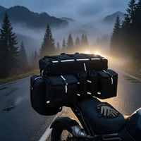 Motorcycle Rear Bag with Removable Side Bags Water-Resistant Modular Rear Bag with Dividers Detachable Multi-Compartment Luggage System for Riders