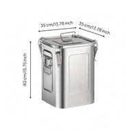 Stainless Steel Bucket Flat Sides Square Steel Bucket Rounded Corners Storage Bin