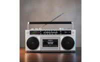 Multifunction Retro 80s Design Boombox Powerful Bass Retro Cassette Boombox SD Card and USB Input AM Frequency Modulation SW Radio Two Power Supply for Outdoor