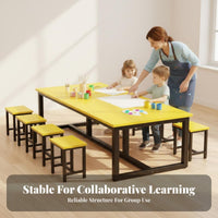 Kindergarten Craft Table and Stool Set Strong Load-Bearing Colorful Classroom Desk Thickened Steel Frame Children's Craft Activity Table for Playroom