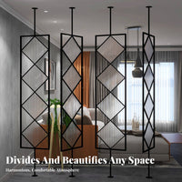 360° Rotation Rotating Fluted Glass Panel Luxury Design Partition Screen Semi-Transparent Room Divider Frosted Translucent for Business Owners, Interior Designers, Office Workers, Entrance Hall, Reception Area, Bedroom, Studio Apartment