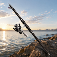 Carbon Fiber Telescopic Fishing Rod and Reel Combo 6 Section Spinning Sea Rod