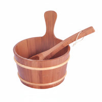 Traditional Design 4L Sauna Pail Sturdy Sauna Pail and Ladle Set Natural Wood Grain Red Cedar Ladle Set Fragrant for Steam Room