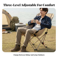 Highspine Design Adjustable Lounger with Footrest Integrated Headrest Reclining Camp Lounger robustDuty Frame Camping Chair Includes Carry Bag for outdoor enthusiasts, Outdoor lovers, fishermans, outdoor meal, Fishing, spineyard, Garden