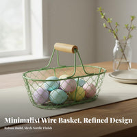 Easter Egg Basket Versatile Metal Wire Basket Minimalist for Decorators, Hobby Farmers, Holiday Decoration, Gardening, Farmhouse
