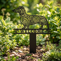 Dachshund Metal Garden Stakes Charming Dachshund Garden Stake Unique Metal Sign with Ground Stake for Lawns, Patios