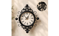 Wall Clock with Metal Frame Iron-Look Metal Wall Clock Ornate for Living Room, Entryway, Hallway