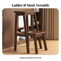 Multi-Functional transformable Ladder Chair Foldable Design transformable 4-Step Stool two-in-singleUse Household Furniture Space-Saving for Homeowners, Seniors, Librarians, Kitchen, Living Room, Office, Pantry